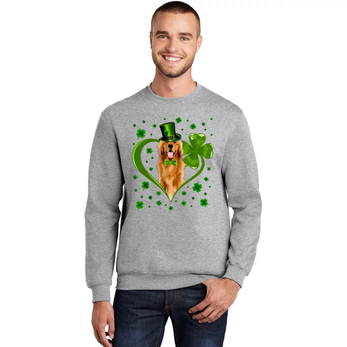 Funny Puppy Shamrock Golden Retriever Dog St Patricks Day Tall Sweatshirt