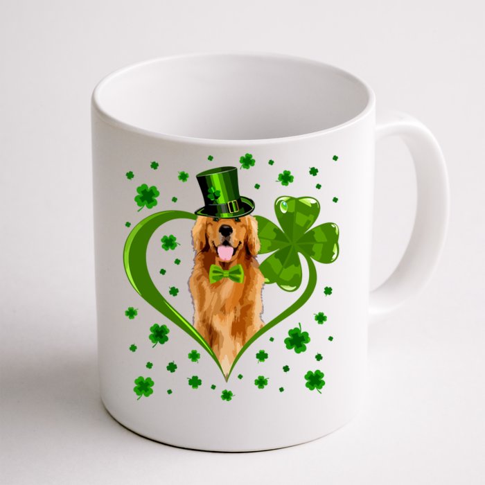 Funny Puppy Shamrock Golden Retriever Dog St Patricks Day Front & Back Coffee Mug