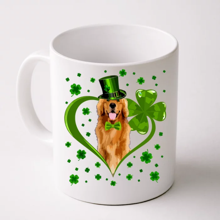 Funny Puppy Shamrock Golden Retriever Dog St Patricks Day Front & Back Coffee Mug