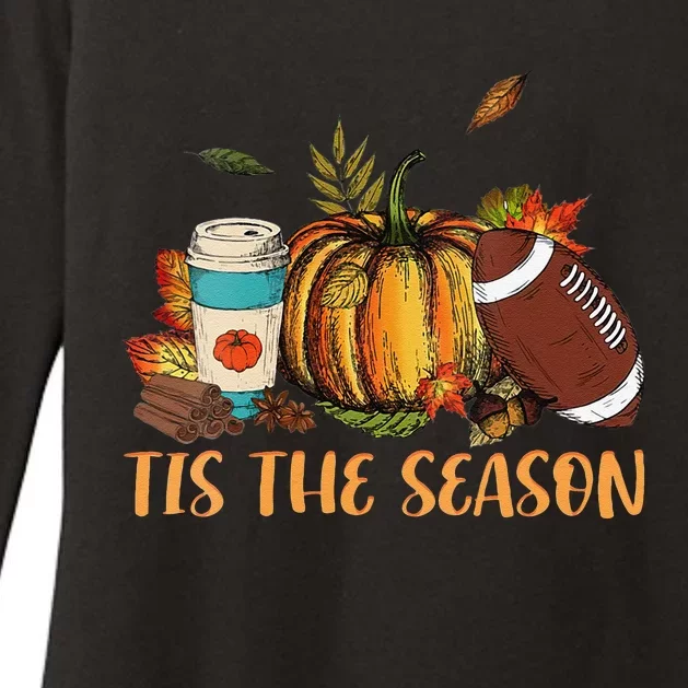 Funny Pumpkin Spice Football Tis The Season Fall Thanksgiving Gift Womens CVC Long Sleeve Shirt