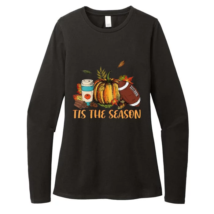 Funny Pumpkin Spice Football Tis The Season Fall Thanksgiving Gift Womens CVC Long Sleeve Shirt