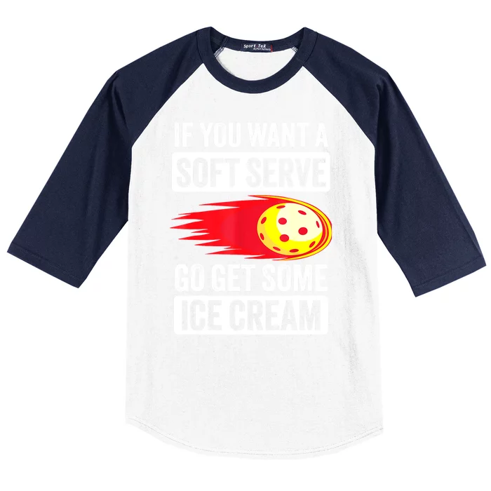 Funny Pickleball Soft Serve Ice Cream Gift For Player Baseball Sleeve Shirt