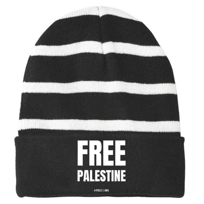 Free Palestine Support Palestine People Striped Beanie with Solid Band