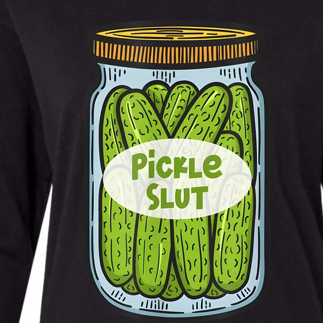 Funny Pickle Slut For Dill And Pickle Lover Womens Cotton Relaxed Long Sleeve T-Shirt