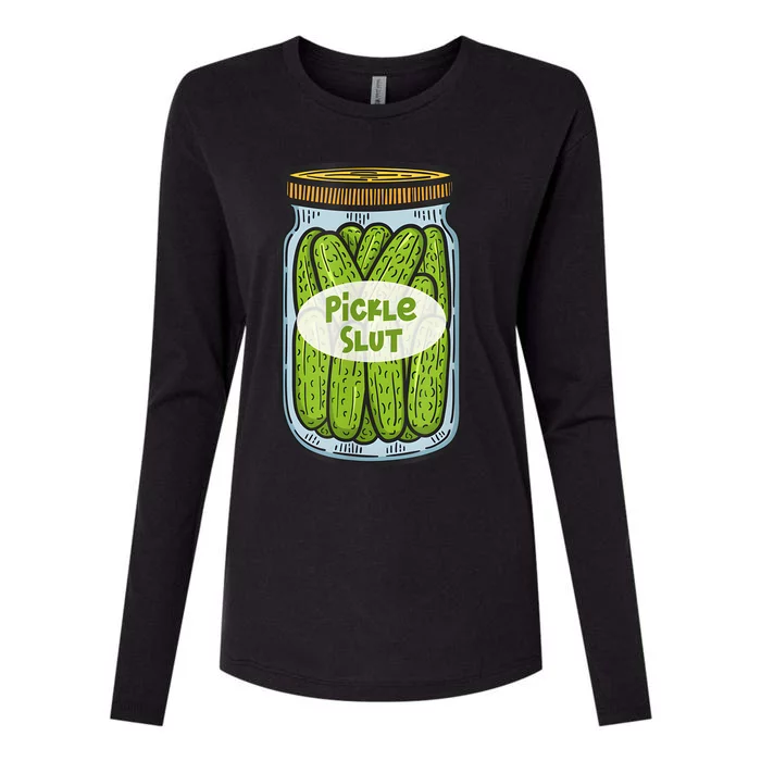 Funny Pickle Slut For Dill And Pickle Lover Womens Cotton Relaxed Long Sleeve T-Shirt