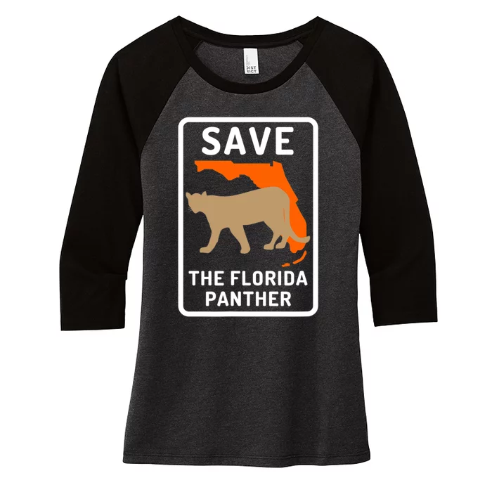 Florida Panther Save The Species Women's Tri-Blend 3/4-Sleeve Raglan Shirt