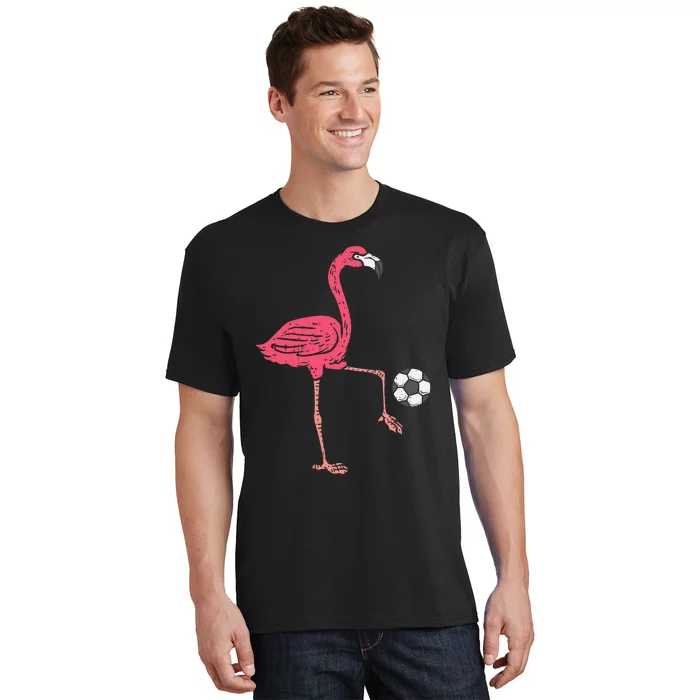 Flamingo Playing Soccer Football Player T-Shirt