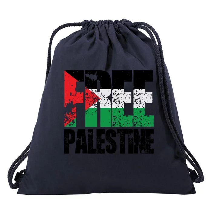 Free Palestine Support Palestine Gaza Jerusalem Drawstring Bag