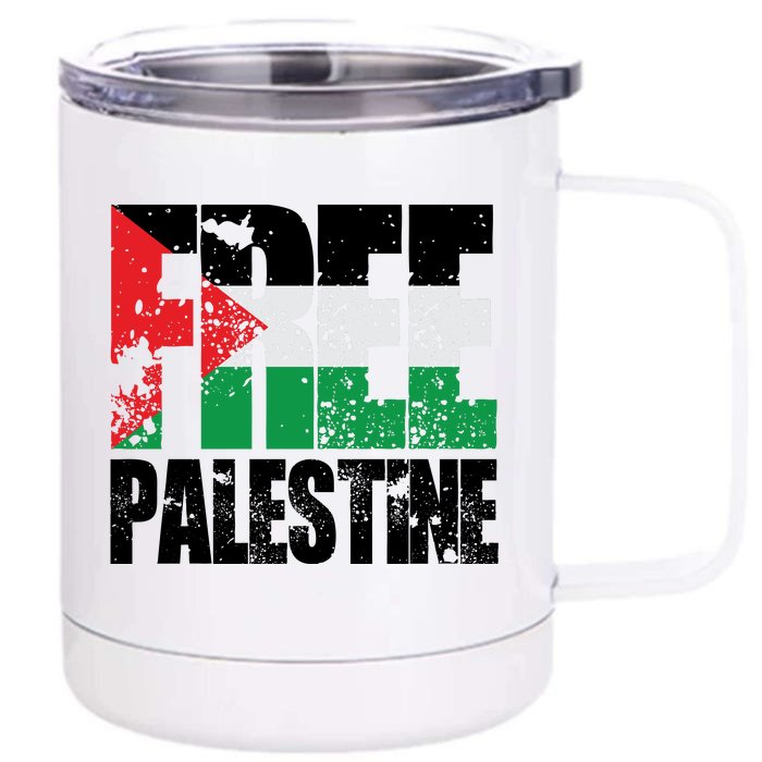 Free Palestine Support Palestine Gaza Jerusalem Front & Back 12oz Stainless Steel Tumbler Cup