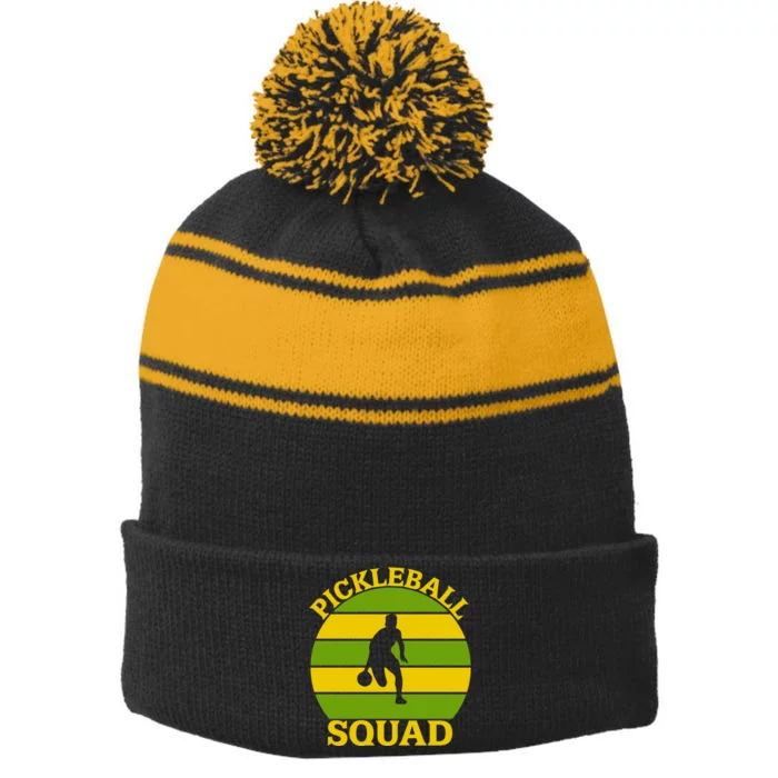 Funny Pickleball Squad Sport Gift For Pickleball Team Stripe Pom Pom Beanie