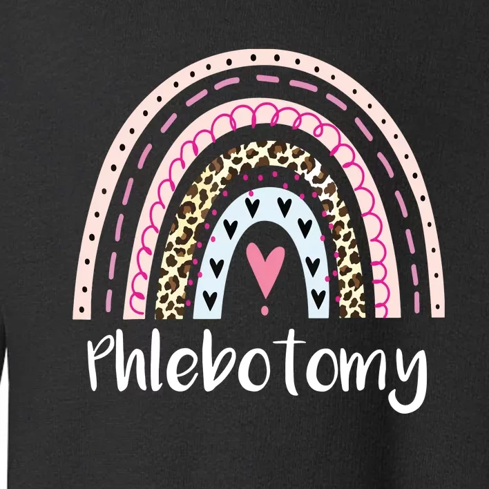 Funny Phlebotomy Squad Phlebotomy Tech Rainbow Boho Leopard Toddler Sweatshirt