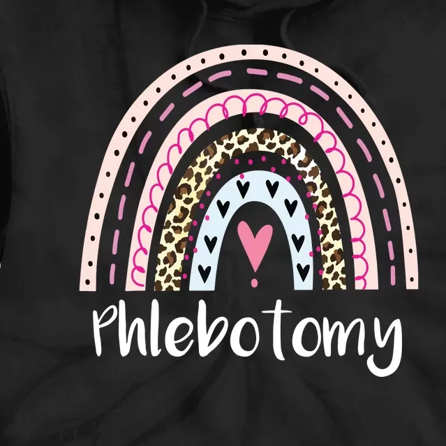 Funny Phlebotomy Squad Phlebotomy Tech Rainbow Boho Leopard Tie Dye Hoodie