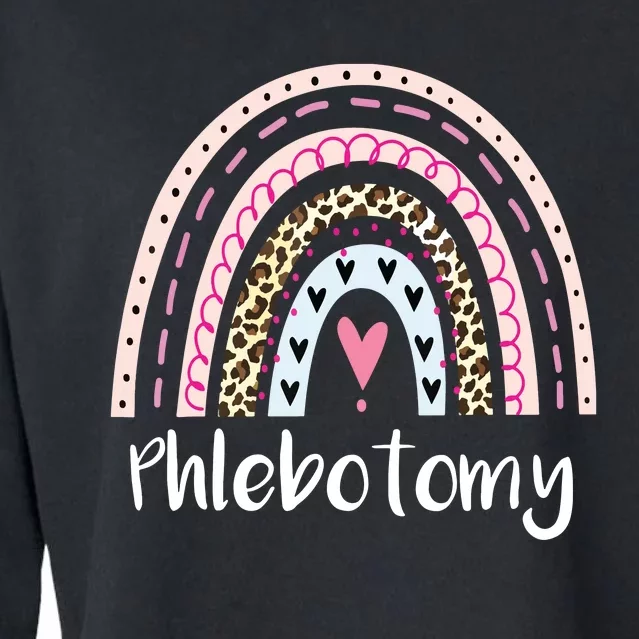 Funny Phlebotomy Squad Phlebotomy Tech Rainbow Boho Leopard Cropped Pullover Crew