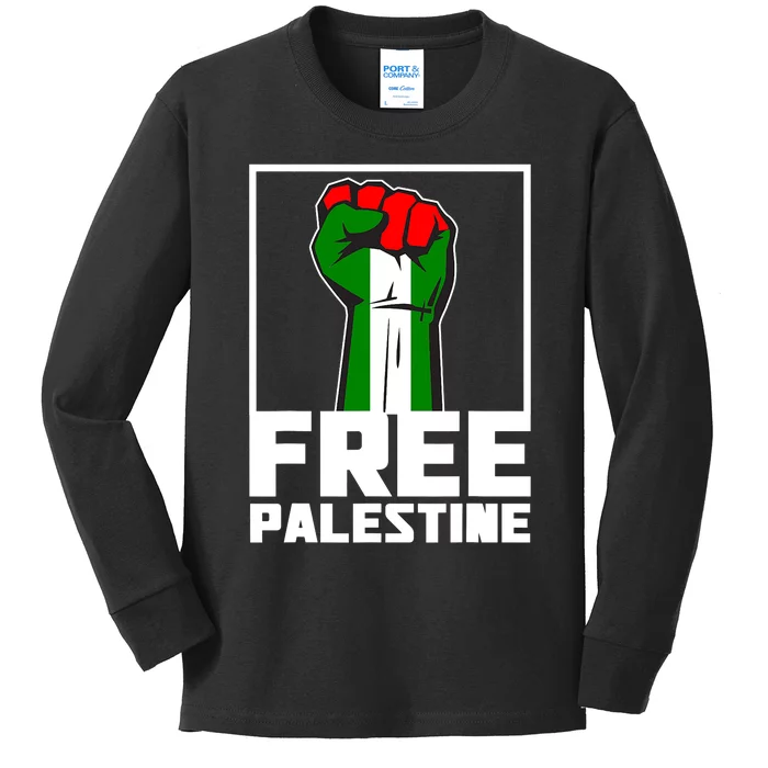 Free Palestine Support Palestine People Kids Long Sleeve Shirt