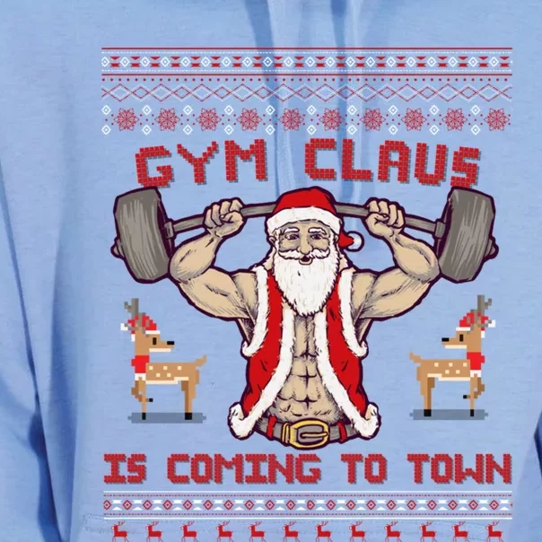 Funny Pun Santa Christmas Gym Claus Is Coming Workout Gift Unisex Surf Hoodie