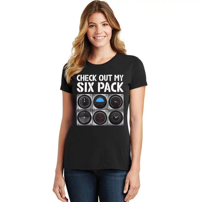 Funny Pilot Six Pack Aircraft Pilot Flying Airplane Women's T-Shirt