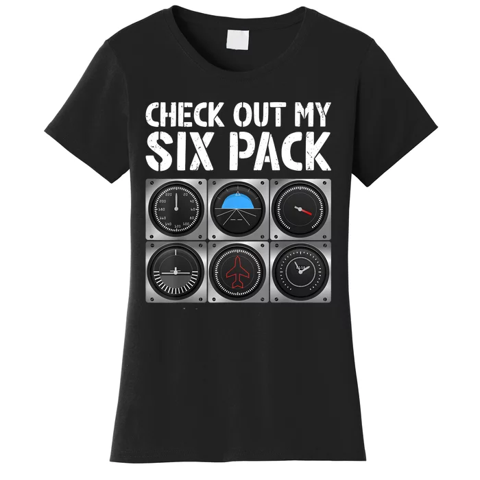 Funny Pilot Six Pack Aircraft Pilot Flying Airplane Women's T-Shirt