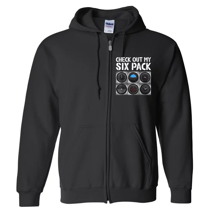 Funny Pilot Six Pack Aircraft Pilot Flying Airplane Full Zip Hoodie