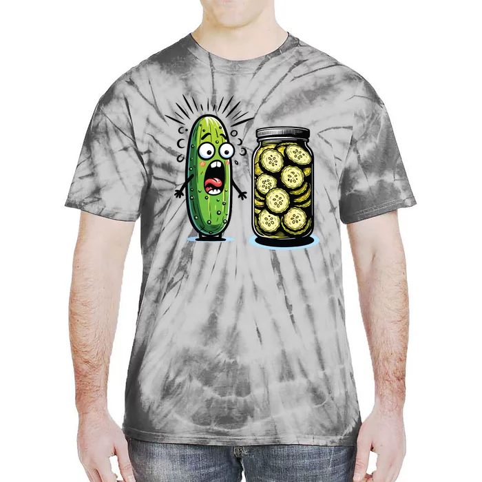 Funny Pickle Surprise A Cucumber And A Jar Of Sliced Pickles Tie-Dye T-Shirt