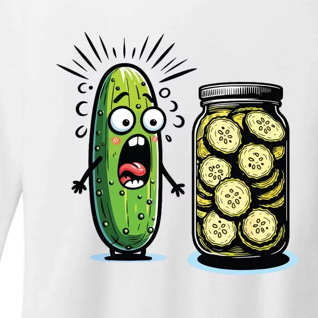 Funny Pickle Surprise A Cucumber And A Jar Of Sliced Pickles Womens CVC Long Sleeve Shirt