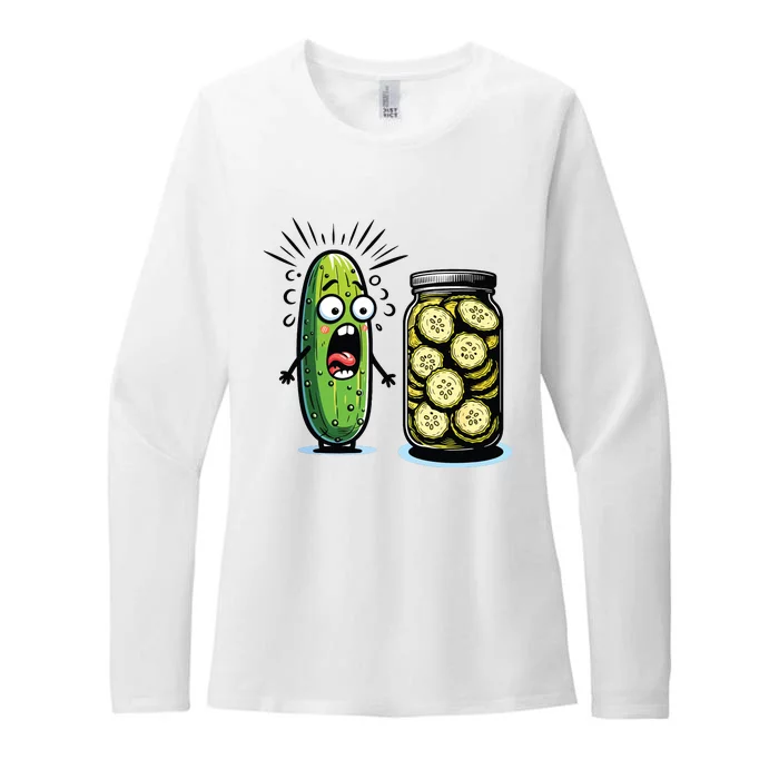 Funny Pickle Surprise A Cucumber And A Jar Of Sliced Pickles Womens CVC Long Sleeve Shirt