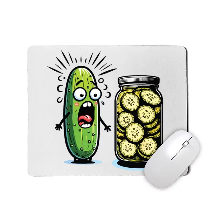 Funny Pickle Surprise A Cucumber And A Jar Of Sliced Pickles Mousepad