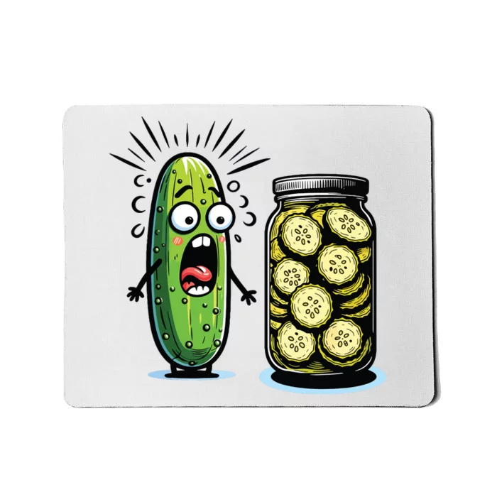 Funny Pickle Surprise A Cucumber And A Jar Of Sliced Pickles Mousepad