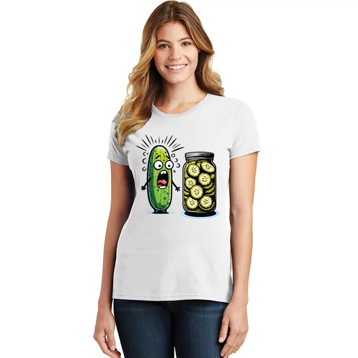 Funny Pickle Surprise A Cucumber And A Jar Of Sliced Pickles Women's T-Shirt