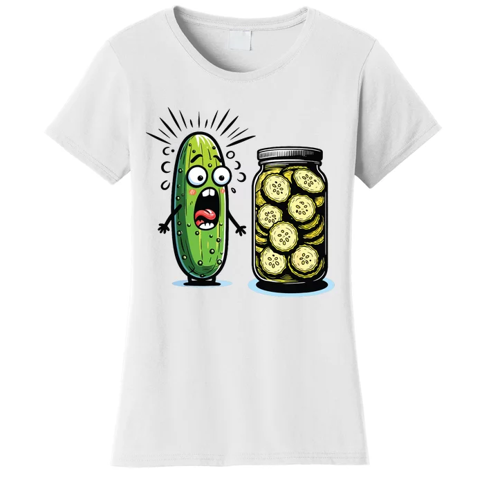 Funny Pickle Surprise A Cucumber And A Jar Of Sliced Pickles Women's T-Shirt