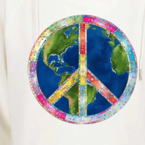 Flower Peace Sign World Peace Hippy 70's Symbol Of Peace Gift Womens Funnel Neck Pullover Hood