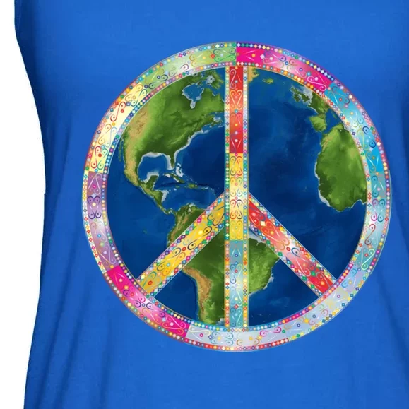 Flower Peace Sign World Peace Hippy 70's Symbol Of Peace Gift Ladies Essential Flowy Tank