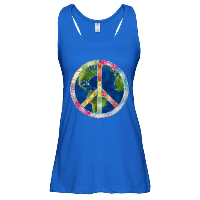 Flower Peace Sign World Peace Hippy 70's Symbol Of Peace Gift Ladies Essential Flowy Tank