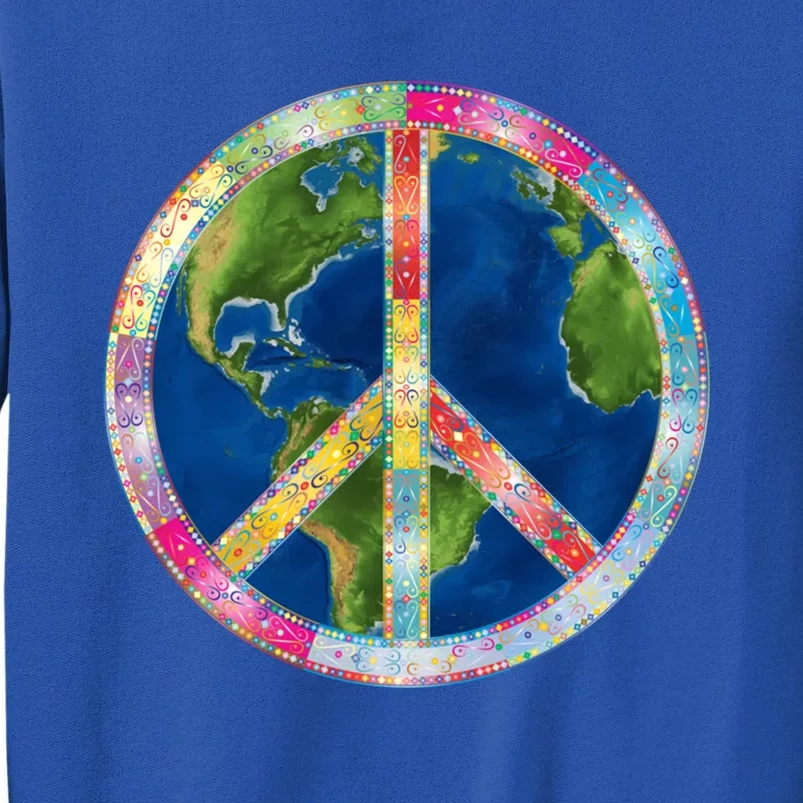 Flower Peace Sign World Peace Hippy 70's Symbol Of Peace Gift Tall Sweatshirt