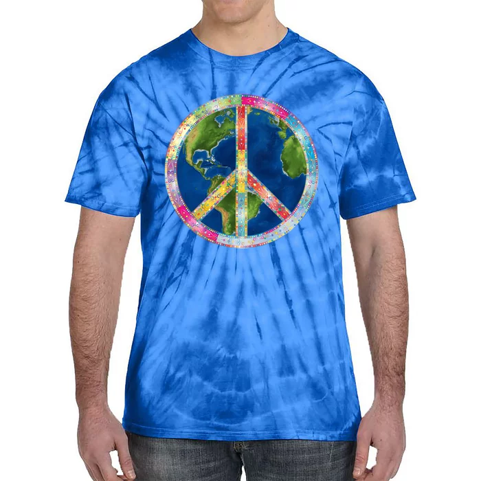 Flower Peace Sign World Peace Hippy 70's Symbol Of Peace Gift Tie-Dye T-Shirt