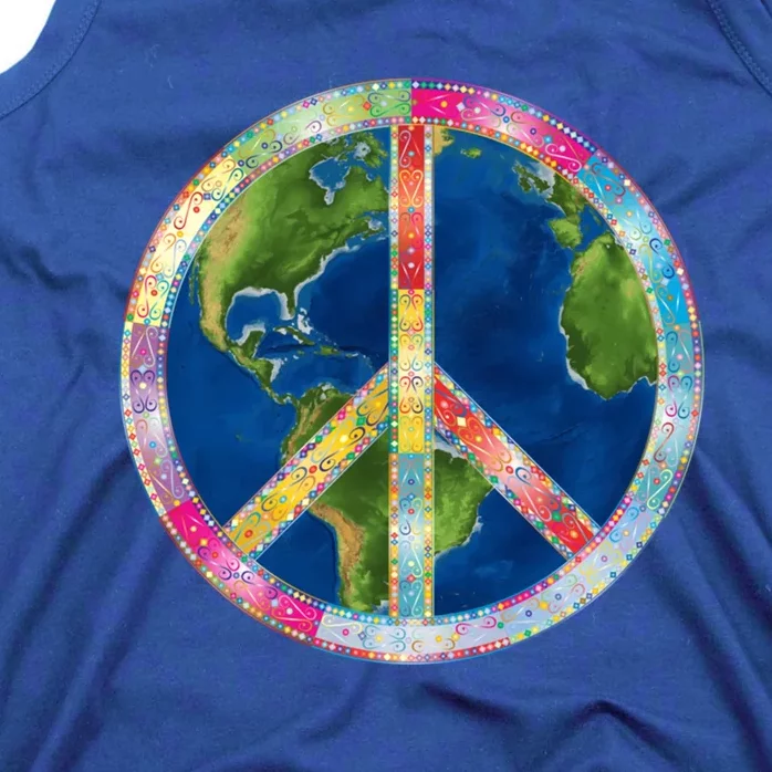 Flower Peace Sign World Peace Hippy 70's Symbol Of Peace Gift Tank Top