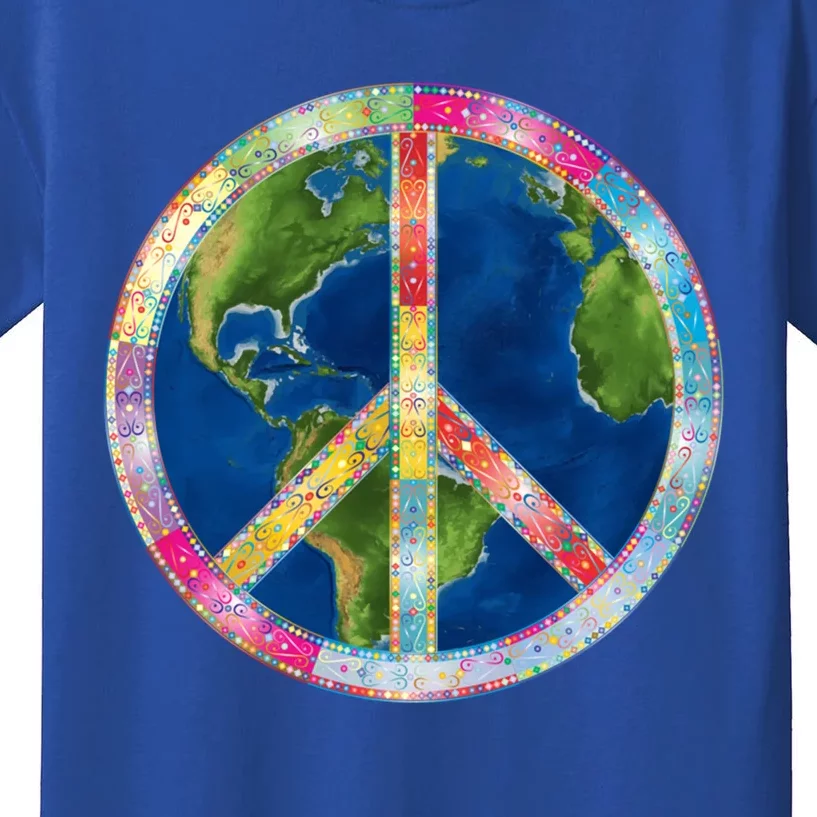 Flower Peace Sign World Peace Hippy 70's Symbol Of Peace Gift Kids T-Shirt