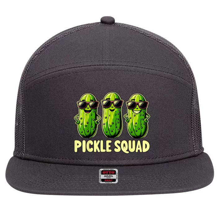 Funny Pickle Squad Dill Pickle Costume Vegan Pickle Crew Gift 7 Panel Mesh Trucker Snapback Hat