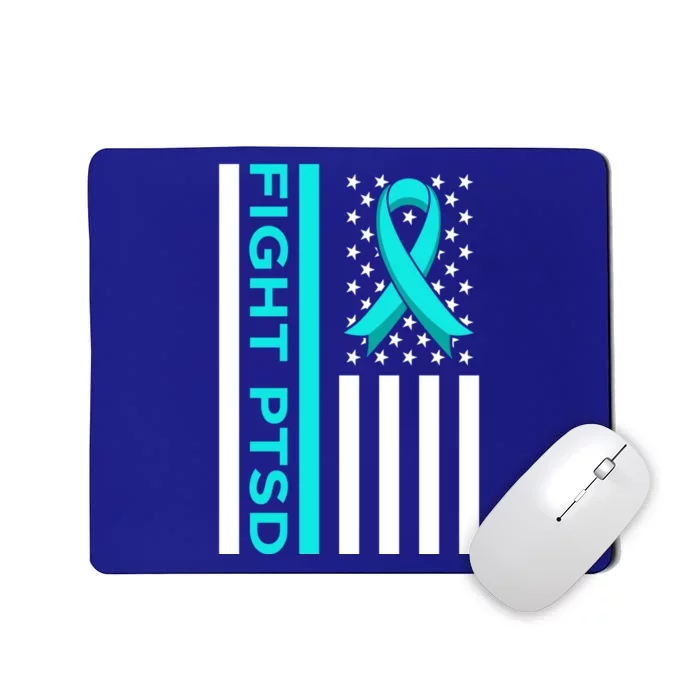 Fight Ptsd Stress Awareness Usa Flag Ribbon Graphic Gift Mousepad