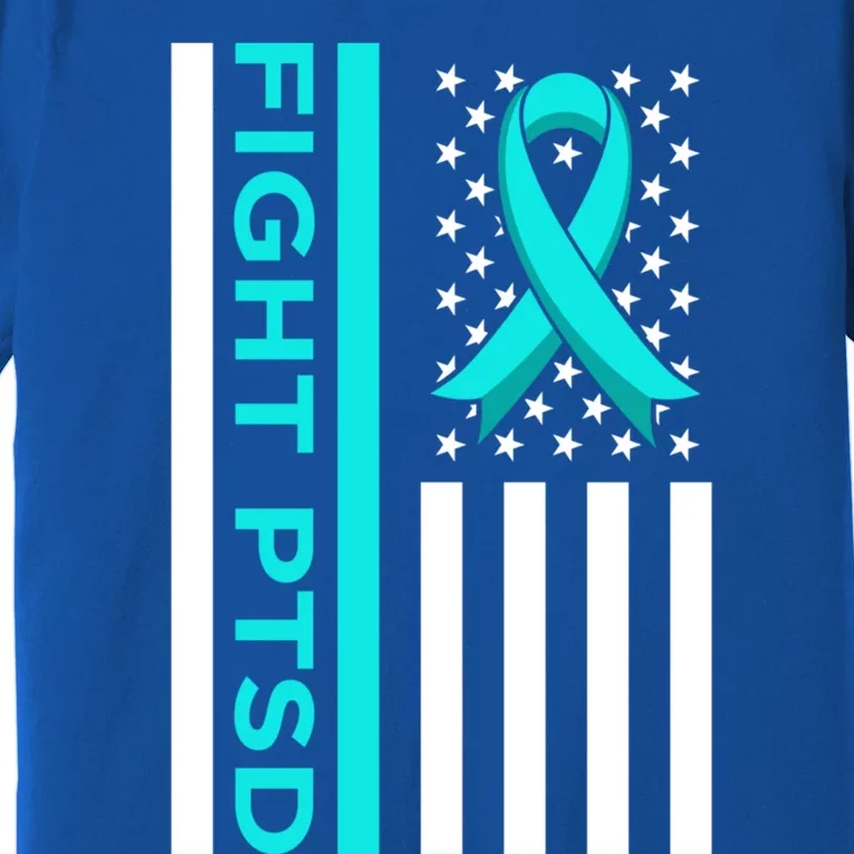 Fight Ptsd Stress Awareness Usa Flag Ribbon Graphic Gift Premium T-Shirt