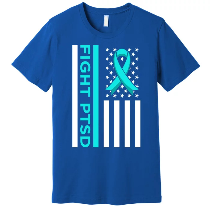 Fight Ptsd Stress Awareness Usa Flag Ribbon Graphic Gift Premium T-Shirt