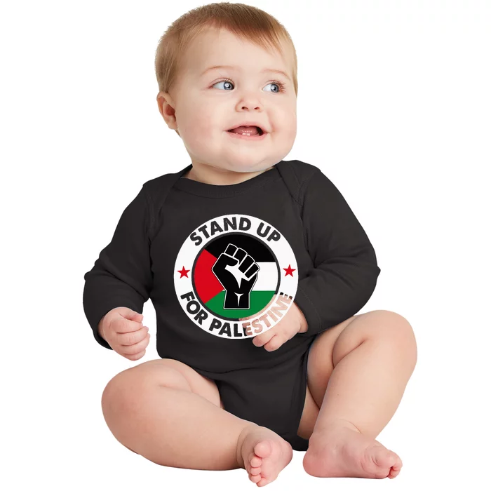 Free Palestine Stand Up For Palestine Baby Long Sleeve Bodysuit