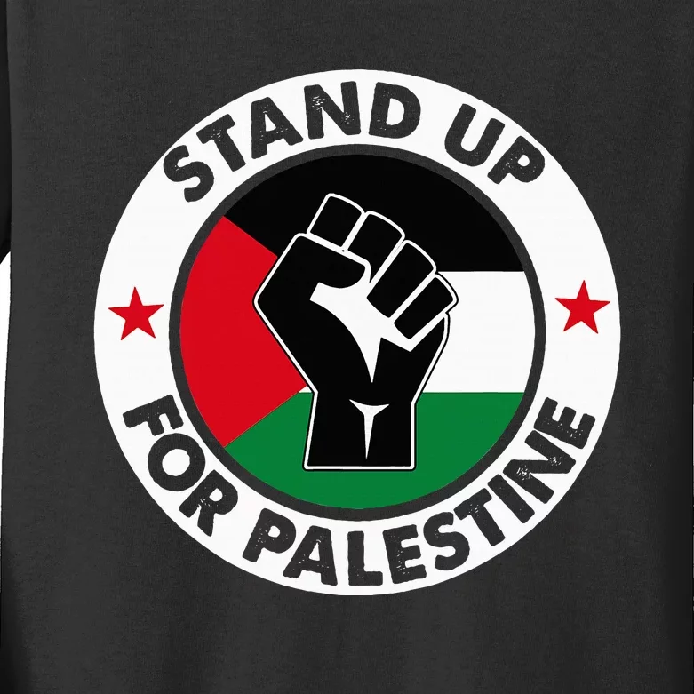 Free Palestine Stand Up For Palestine Kids Long Sleeve Shirt