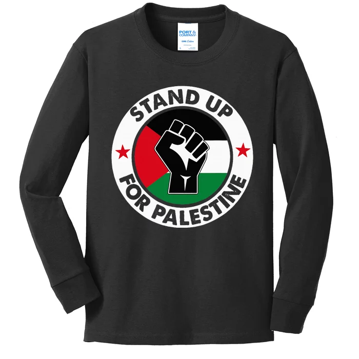 Free Palestine Stand Up For Palestine Kids Long Sleeve Shirt