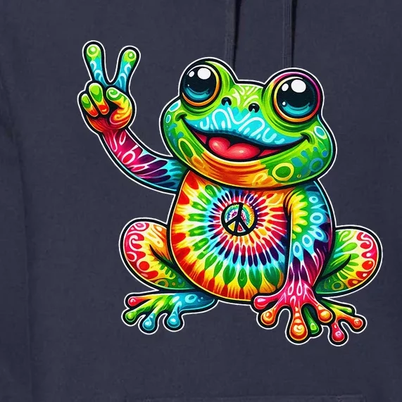 Frog Peace Sign Tie Dye Hippie Premium Hoodie