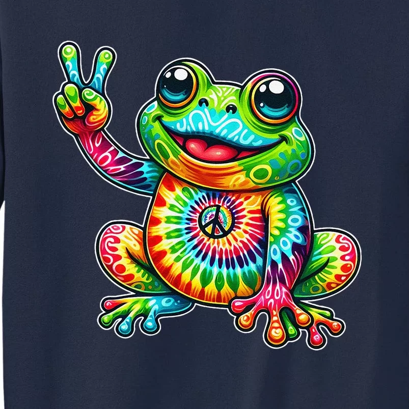 Frog Peace Sign Tie Dye Hippie Tall Sweatshirt