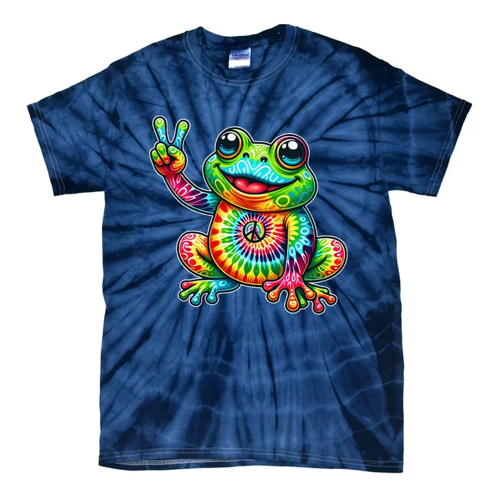 Frog Peace Sign Tie Dye Hippie Tie-Dye T-Shirt