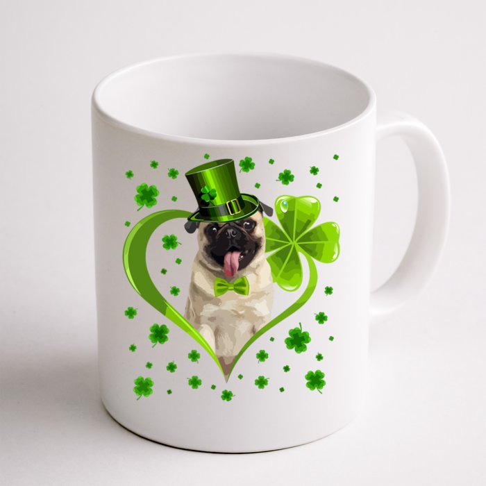 Funny Puppy Shamrock Pug Dog St Patricks Day Front & Back Coffee Mug