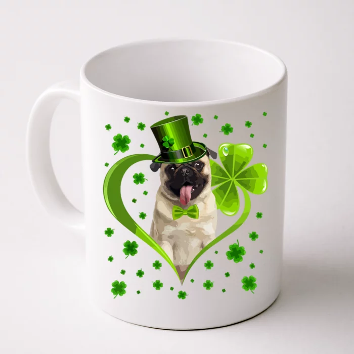 Funny Puppy Shamrock Pug Dog St Patricks Day Front & Back Coffee Mug