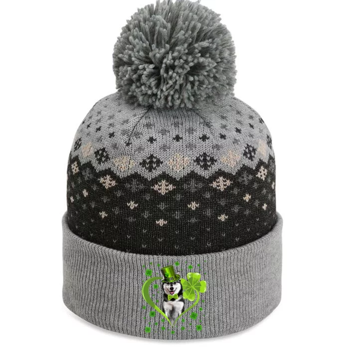 Funny Puppy Shamrock Siberian Husky Dog St Patricks Day The Baniff Cuffed Pom Beanie