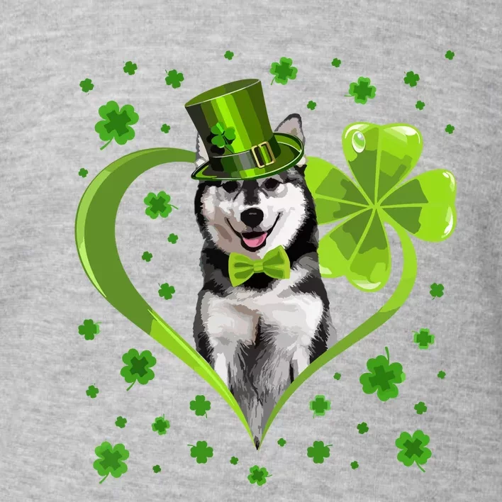 Funny Puppy Shamrock Siberian Husky Dog St Patricks Day Toddler Sweatshirt